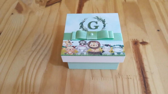 Caixa mdf Tema Safari 8x8x4cm