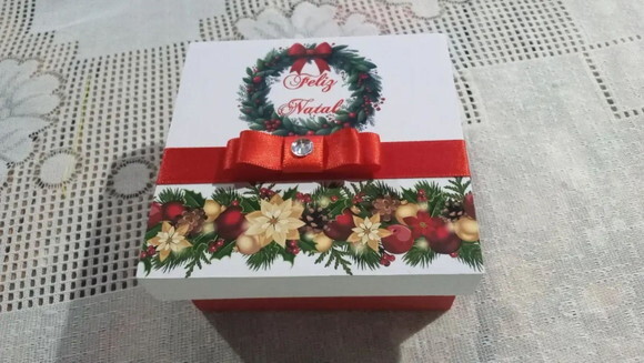 Caixa Natal mdf 10x10x4 cm