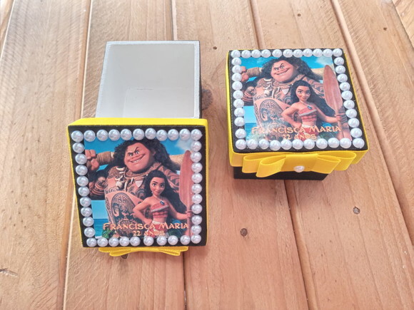 Caixa Personalizada mdf Temas Moana 6x6x4