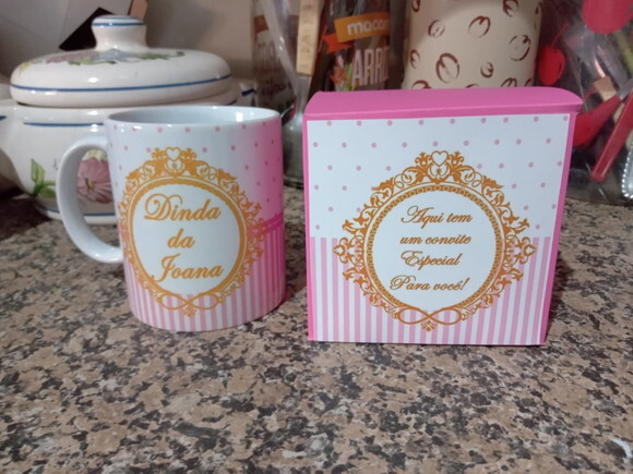 Convite Padrinho de Batizado com Caneca de Porcelana
