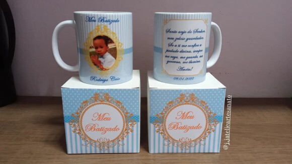 Convite Padrinho de Batizado com Caneca de Porcelana
