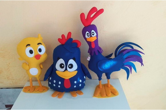 Kit Galinha Pintadinha 3 Peças de Feltro