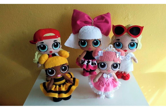 Kit com 5 Bonecas Lol de Feltro