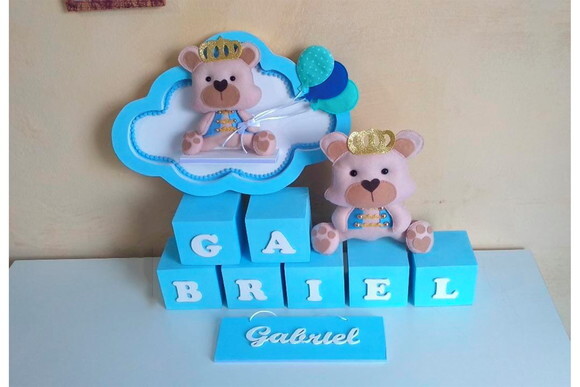 Kit Porta Maternidade e Enfeite para Nicho Urso Príncipe