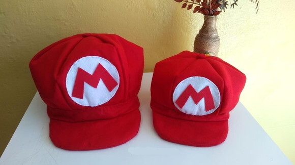 Par de Boina  pai & filho do Mário Bros de Feltro