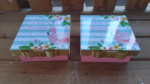 Caixa de mdf Personaizada Tema Flamingo 10x10x4cm
