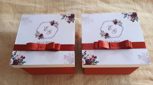 Caixa de mdf Personalizada Casamento Floral Massala 12x12x10
