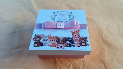 Caixa de mdf Tema Bosque Encantado 10x10x4cm