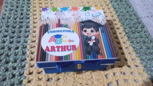 Caixa Formatura Abc Personalizada mdf 10x10x4 cm