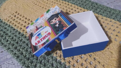 Caixa Formatura Abc Personalizada mdf 10x10x4 cm