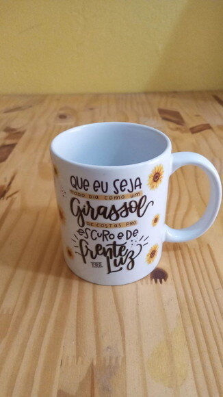 Caixa mdf com Canecas Personalizada Tema Girassol
