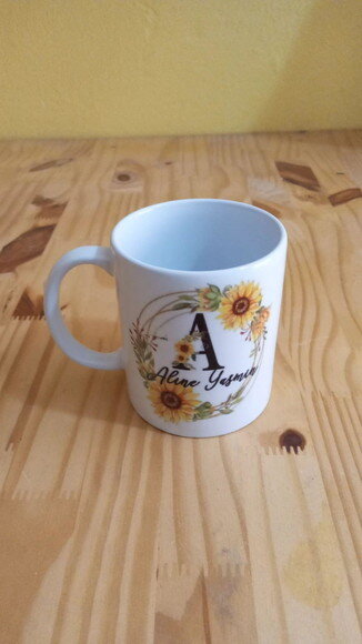 Caixa mdf com Canecas Personalizada Tema Girassol