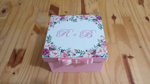 Caixa mdf Convite Padrinhos de Casamento 12x12x7cm