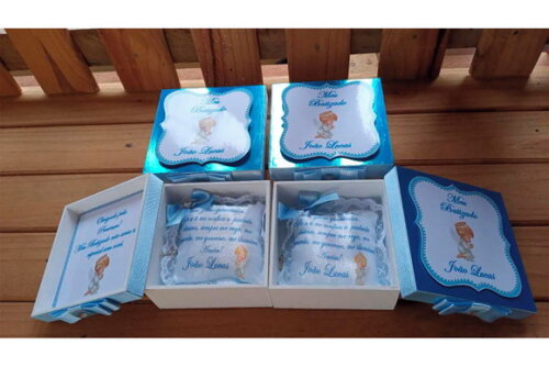 Caixa mdf Lembrancinha Batizado 10x10x4cm