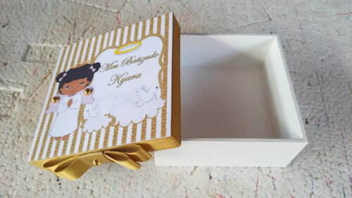 Caixa mdf Lembrancinha de Batizado para Convidado 10x010x4cm