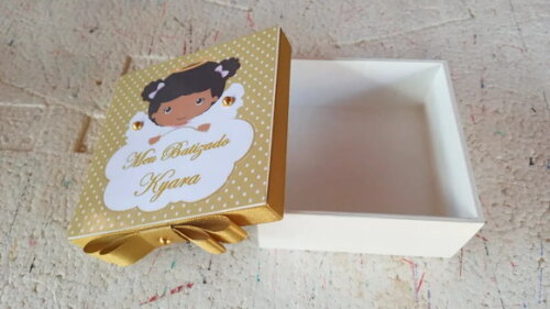 Caixa mdf Lembrancinha de Batizado para Convidado 10x010x4cm