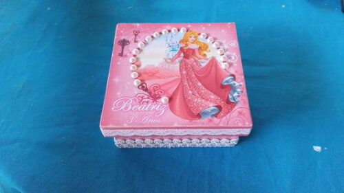 Caixa mdf Personalizada Tema Princesa Aurora 10x10x4