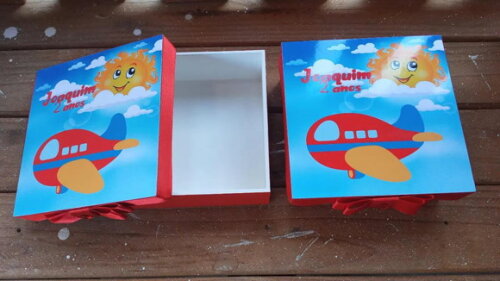 Caixa mdf Tema Meio de Transporte 12x12x4cm