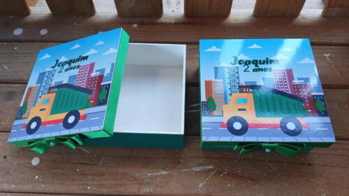 Caixa mdf Tema Meio de Transporte 12x12x4cm