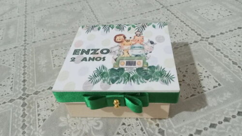 Caixa mdf Tema Safari 10x10x4cm