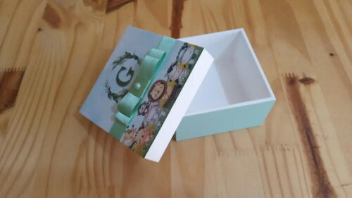 Caixa mdf Tema Safari 8x8x4cm