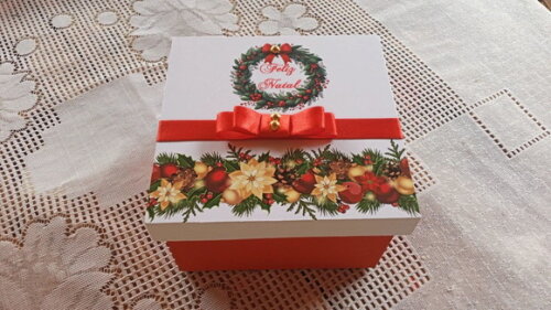 Caixa Natal com Mensagem 12x12x7cm