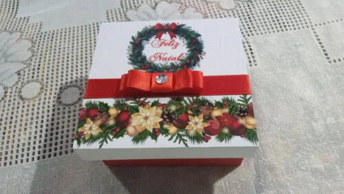Caixa Natal mdf 10x10x4 cm