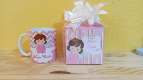 Convite Padrinho de Batizado com Caneca de Porcelana