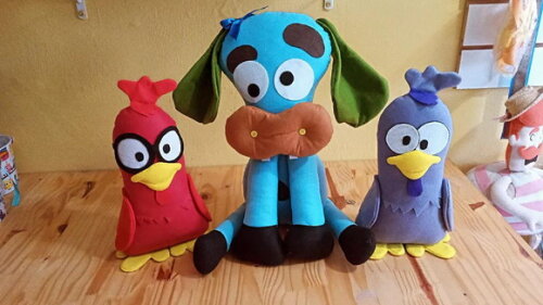 Kit Vaquinha e Galinha Cantoras 3 Peças de Feltro