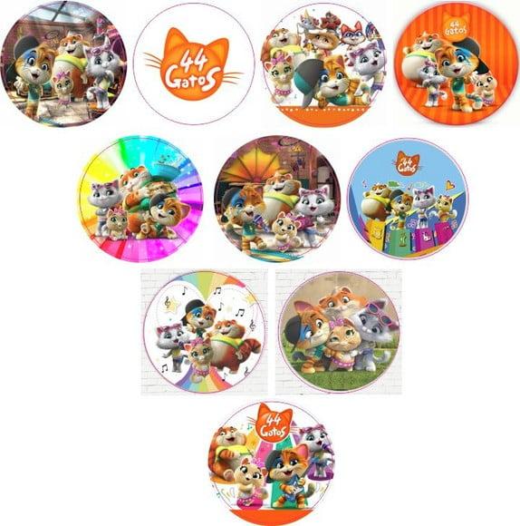 Adesivos Kit 100 Selos 44 Gatos 4cm x 4cm com Recorte