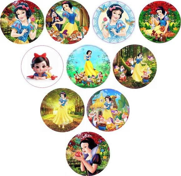 Adesivos Kit 100 Selos Branca de Neve 4cm x 4cm com Recorte