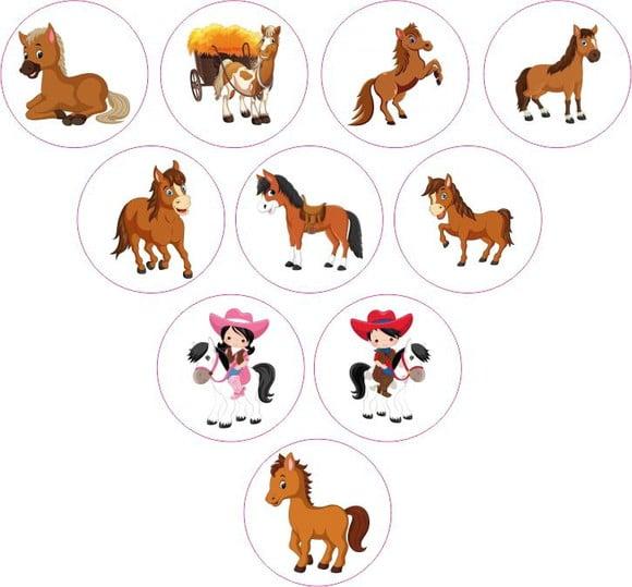 Adesivos Kit 100 Selos Cavalinho 4cm x 4cm com Recort