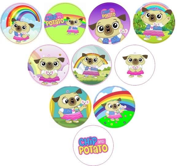 Adesivos Kit 100 Selos Chip e Potato 4cm x 4cm com Recorte