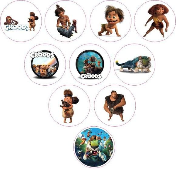 Adesivos Kit 100 Selos Croods 4cm x 4cm com Recorte