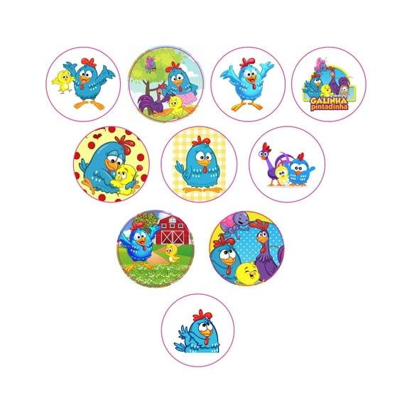 Adesivos Kit 100 Selos Galinha Pintadinha 4cm x 4cm com Reco