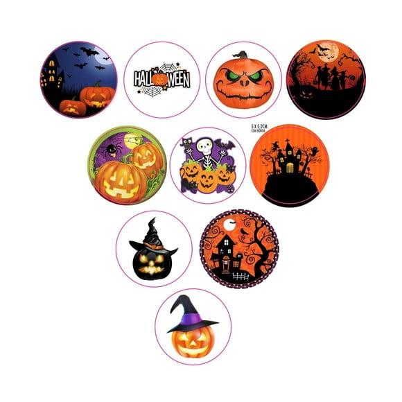 Adesivos Kit 100 Selos Halloween 4cm x 4cm com Recorte