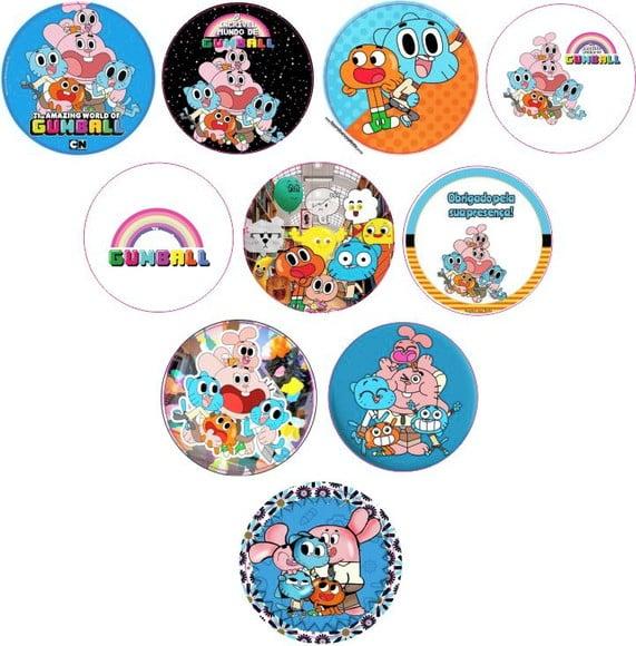 Adesivos Kit 100 Selos Gumball 4cm x 4cm com Recorte