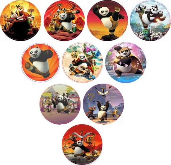 Adesivos Kit 100 Selos Kung Fu Panda 4cm com Recorte