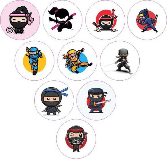 Adesivos Kit 100 Selos Ninja/samurai 4cm x 4cm com Recorte