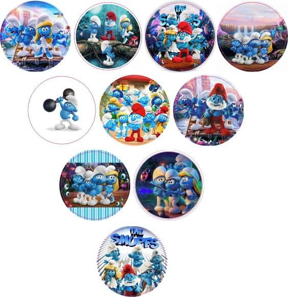 Adesivos Kit 100 Selos os Smurfs 4cm x 4cm com Recorte