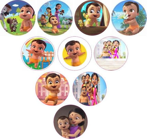 Adesivos Kit 100 Selos Poderoso Bheem 4cm com Recorte