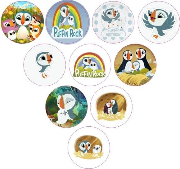 Adesivos Kit 100 Selos Puffin Rock 4cm com Recorte