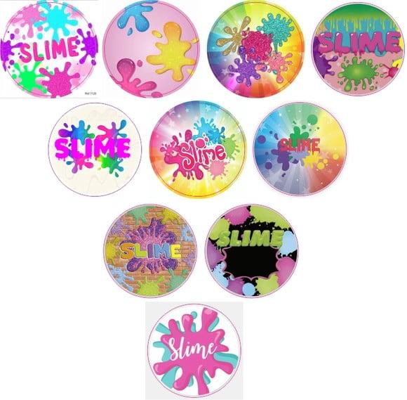 Adesivos Kit 100 Selos Slime 4cm x 4cm com Recorte