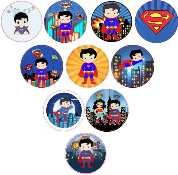 Adesivos Kit 100 Selos Super Man 4cm x 4cm com Recorte