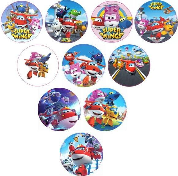 Adesivos Kit 100 Selos Super Wings 4cm x 4cm com Recorte