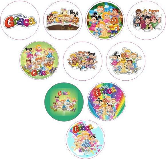 Adesivos Kit 100 Selos Turminha Graça 4cm com Recorte