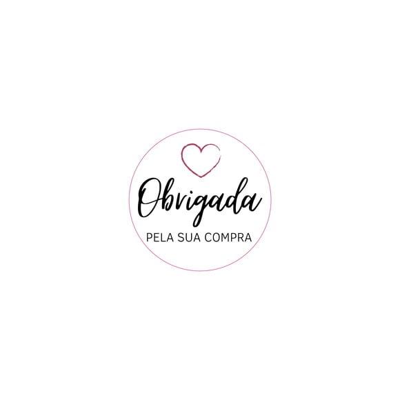 Etiquetas Adesivas de Obrigada Branco 100 Unidade 4 cm