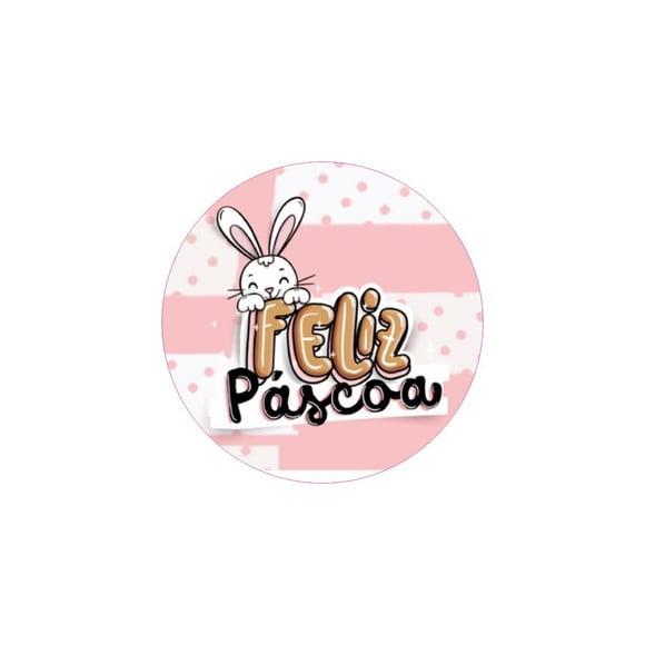 Etiquetas Adesivas Kit 100 Selos  Feliz Páscoa Rosa 4cm x