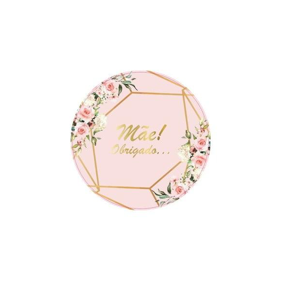 Etiquetas Adesivas Kit 100 Selos dia das Mães Rosa  4cm