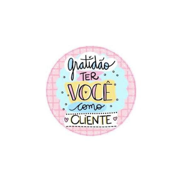 Etiquetas Adesivas Kit 100 Selos gratidão Rosa/azul 4cm